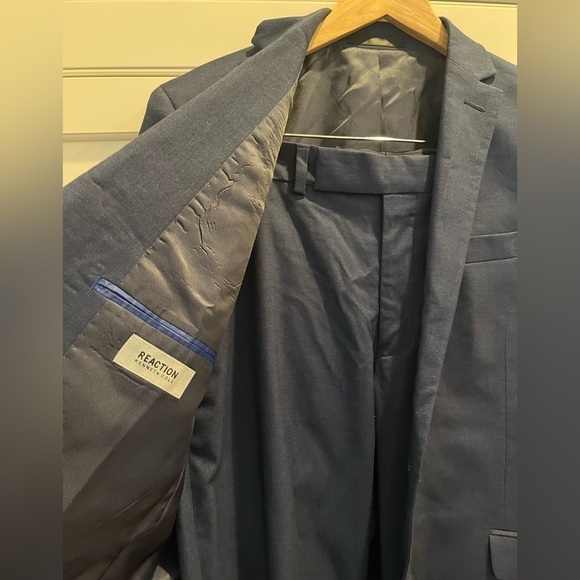 REACTION Kenneth Cole men’s suit blazer and dress pants Sz. 38R W 31 dark blue - Picture 1 of 15